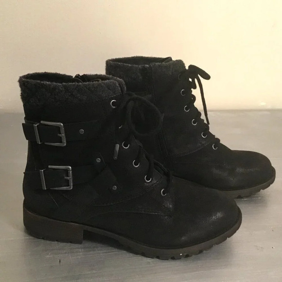 Crown Vintage Revival Biker Boots Studded Buckle Grunge Combat Bootie Sz 8 M - Picture 1 of 11